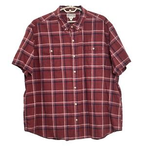 Duluth Trading Mens Shirt 3XL Red Plaid Short Sleeve Hemp Organic Cotton Outdoor